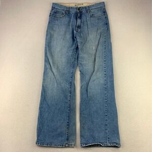 Maddox Jeans Bootcut Mens 34x30 Blue Denim Faded Distressed Y2K Baggy Rodeo